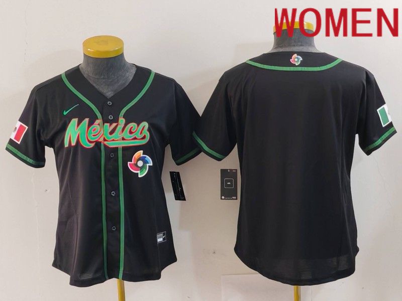 Women 2024 World Cub Mexico Blank Black Nike MLB Jersey style 4->san francisco giants->MLB Jersey